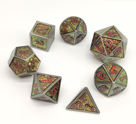 Set Dadu Polihedral Logam Resin Tahan Lama Tidak Berbau Untuk Koleksi