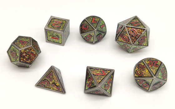 Set Dadu Polihedral Logam Resin Tahan Lama Tidak Berbau Untuk Koleksi