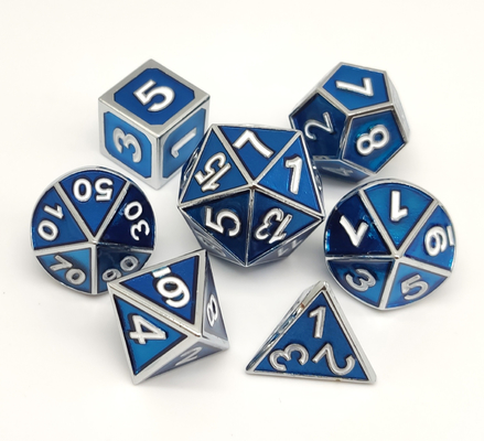 Buatan Tangan Mewah Biru Dadu Set Serbaguna Tangan Dituang D4 D6 D8