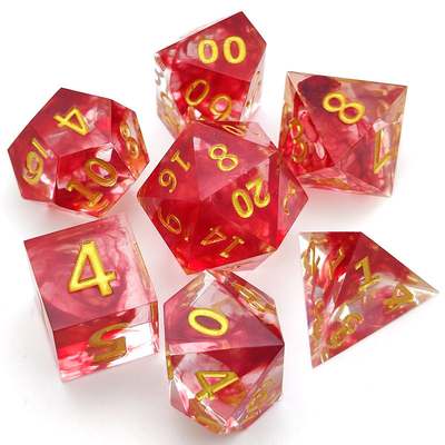 OEM Sharp Edge Resin RPG Dice 7 Pcs Dituangkan Tangan Untuk Pathfinder
