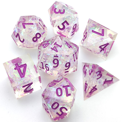 GST Translucent Resin RPG Dice Set Tepi Tajam Rapi Dua Belas Sisi