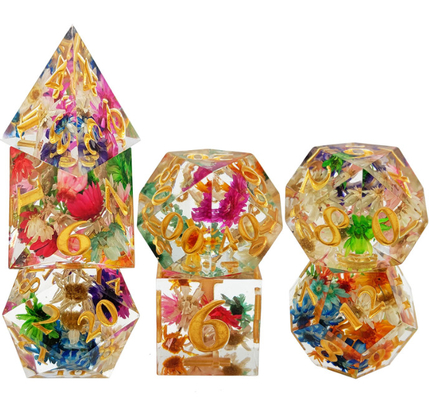 Tahan Aus Resin Dadu DND Tangan Menuangkan Tepi Tajam Polihedral