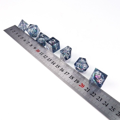 Dadu Resin Tajam Portabel Polyhedral, Set Dadu Gila Tahan Pakai
