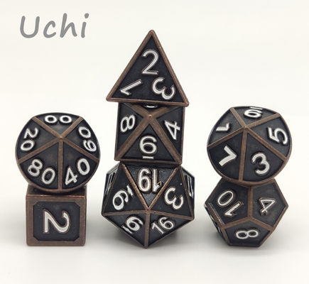 Manual Grinding Metal RPG Dice Tidak Berbau Warna Hitam Tidak Beracun