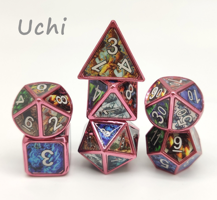 7 Piece Polyhedral Metal RPG Dice Set Antiwear Untuk Tabletop Gaming