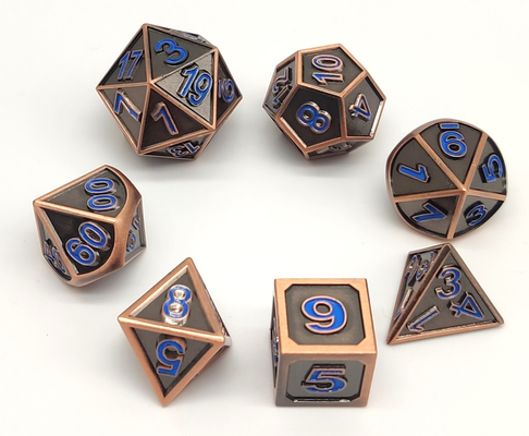 Zinc Alloy DND Mini RPG Dice Set 7 Pcs Polyhedron Tahan Aus