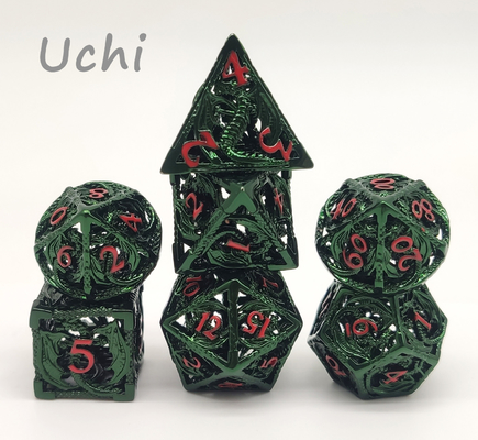Set Dadu Polyhedral Unik Tidak Beracun CE, Dadu Tepi Tajam Resin Berlapis Emas