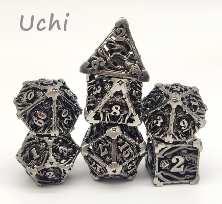 Portable Sturdy Polyhedral 7 Die Set, RPG Dadu Logam Tahan Aus