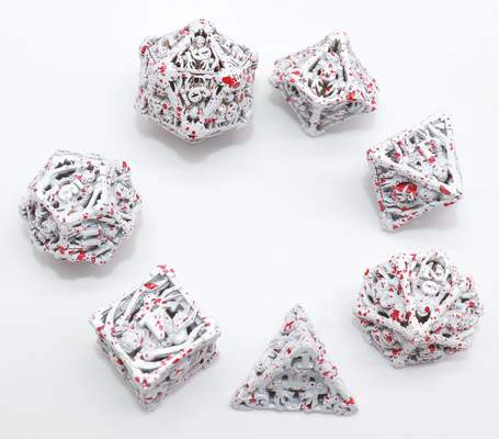 Tangan Diukir Dadu Polyhedral Mini Putih DND 7 Piece Set Portable