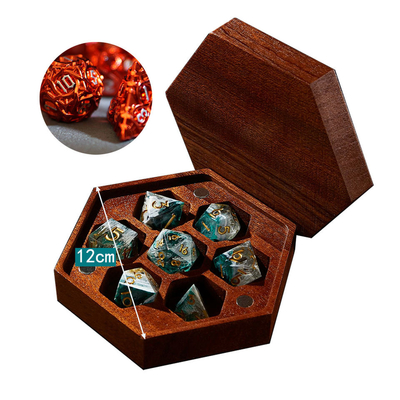 Set Dadu Polyhedral Resin Buatan Tangan Tahan Lama Kokoh 7 Pcs Ukuran 12cm