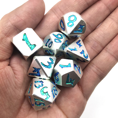 Dadu Praktis Polyhedral Buatan Tangan Mewah Biru Ringan Untuk Koleksi