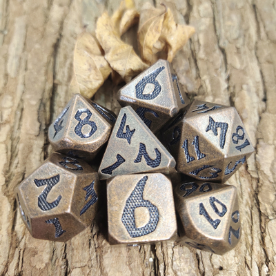 DND Board game Multi warna Kuningan RPG Set Dadu Polyhedral Memakai Set Dadu Tembaga