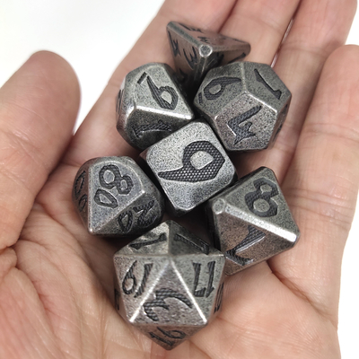 Dadu Polyhedral Mini Set Logam Kuningan Memakai Dadu Tembaga Set Dadu Game Manual
