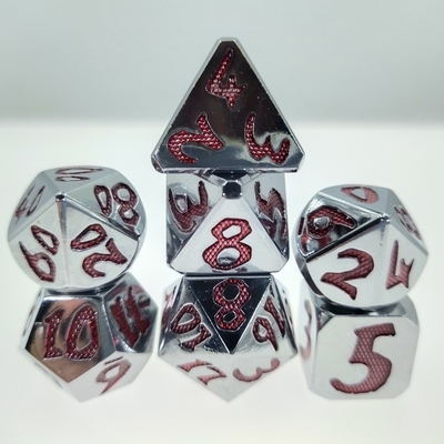 sliver merah Tidak Berbau Ringan Multi Fungsi Dadu Polihedron Set Dadu Kokoh 7 Pcs Ukuran 12cm Untuk Permainan Rpg