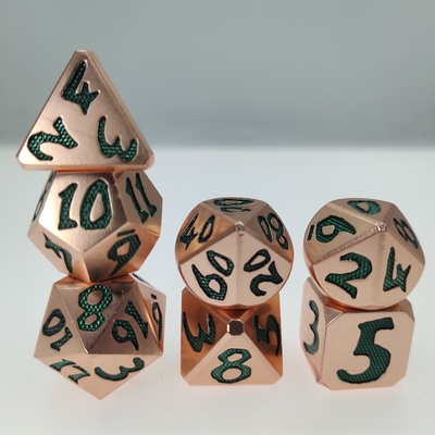 Dadu Polyhedral Buatan Tangan Ujung Tajam Mengatur Logam Berkualitas Tinggi Perasaan Tangan Khusus Hijau Untuk game rpg
