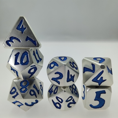 Dadu RPG Dituangkan Tangan Portabel Dipoles dengan Tangan Tahan Aus Polyhedral 7 Die