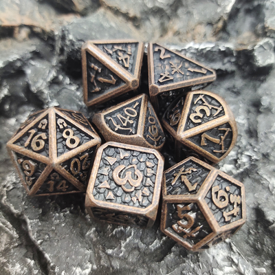 Set Dadu Logam Berat Tahan Aus Set Dadu Polihedral Buatan Tangan