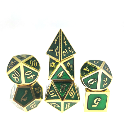 GST RPG Dice Set Portable Kokoh Mini Ringan Untuk Koleksi Polyhedral Gilt Green