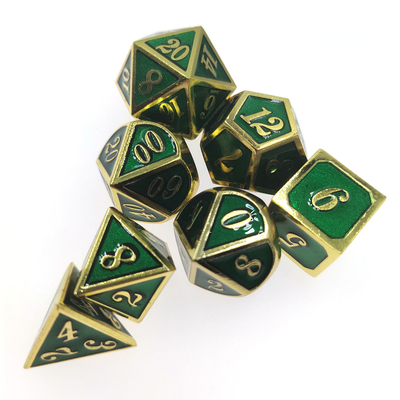GST RPG Dice Set Portable Kokoh Mini Ringan Untuk Koleksi Polyhedral Gilt Green