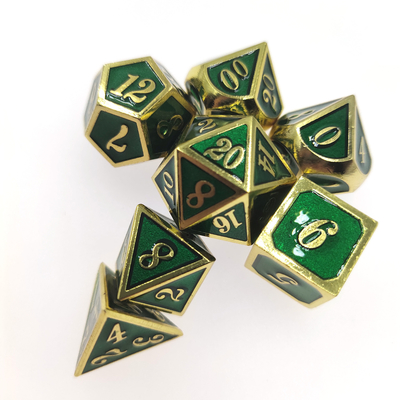 GST RPG Dice Set Portable Kokoh Mini Ringan Untuk Koleksi Polyhedral Gilt Green