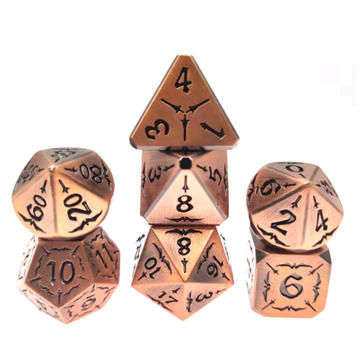 Set Dadu RPG Logam Tahan Aus Tahan Lama Emas Hitam Logam Dadu Polyhedral