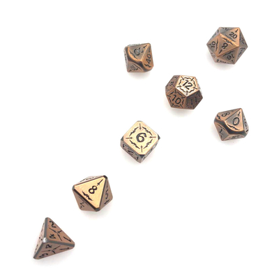 Set Dadu RPG Logam Tahan Aus Tahan Lama Emas Hitam Logam Dadu Polyhedral