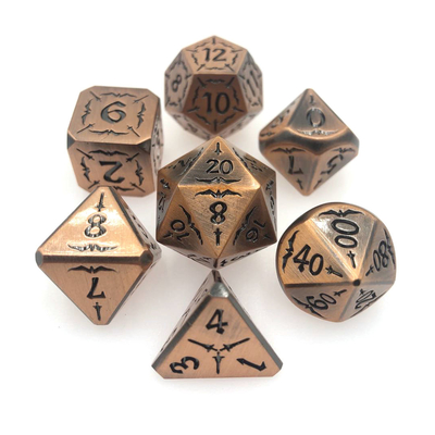 Set Dadu RPG Logam Tahan Aus Tahan Lama Emas Hitam Logam Dadu Polyhedral