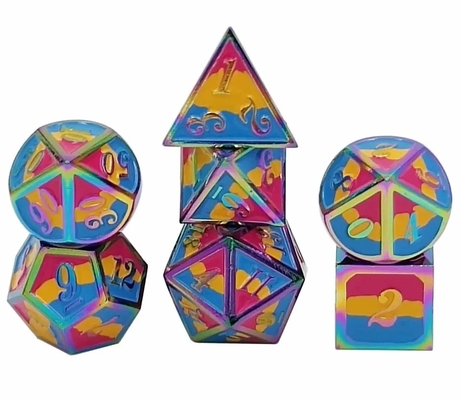 16mm Smooth RPG Metal Dice Custom DND Logo Pelangi Game Set