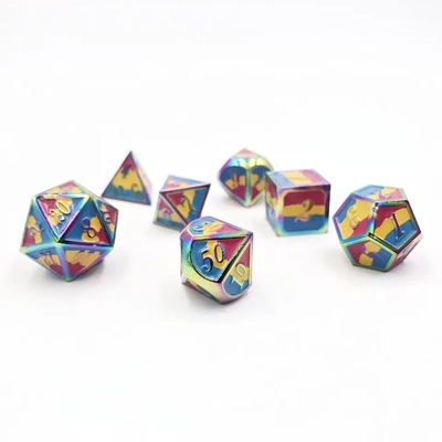 16mm Smooth RPG Metal Dice Custom DND Logo Pelangi Game Set