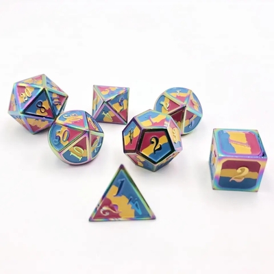 16mm Smooth RPG Metal Dice Custom DND Logo Pelangi Game Set