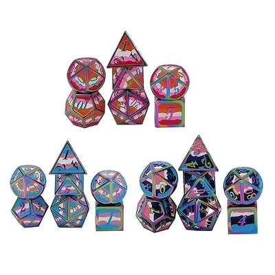 16mm Smooth RPG Metal Dice Custom DND Logo Pelangi Game Set