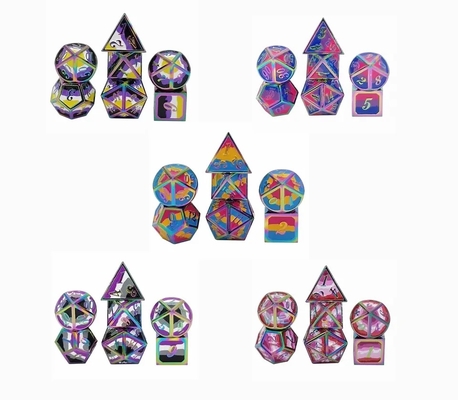 16mm Smooth RPG Metal Dice Custom DND Logo Pelangi Game Set