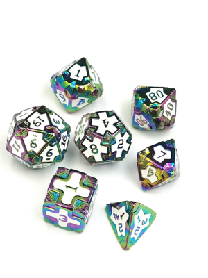 Baroque 7 Piece Polyhedral Gaming Dice Set Metal Sharp Edge Untuk RPG