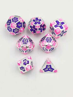 Baroque 7 Piece Polyhedral Gaming Dice Set Metal Sharp Edge Untuk RPG