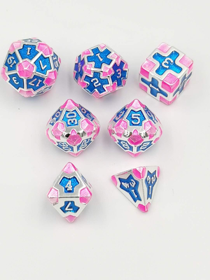 Baroque 7 Piece Polyhedral Gaming Dice Set Metal Sharp Edge Untuk RPG