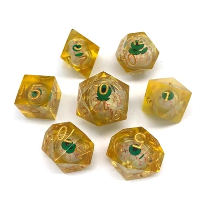 16mm Full Polyhedral Dice Moving Dungeons And Dragons Bloodshot Blue Eye Dice Set Untuk Peran