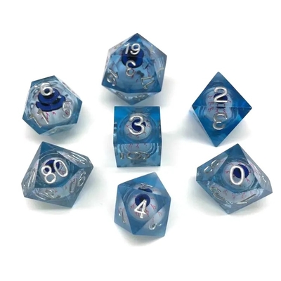 16mm Full Polyhedral Dice Moving Dungeons And Dragons Bloodshot Blue Eye Dice Set Untuk Peran