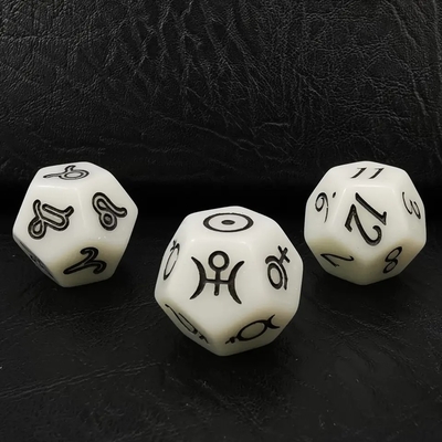 Bescon 3 Piece Astrological Dice Set Konstelasi D12 Dice 3 Warna Batu Ajaib