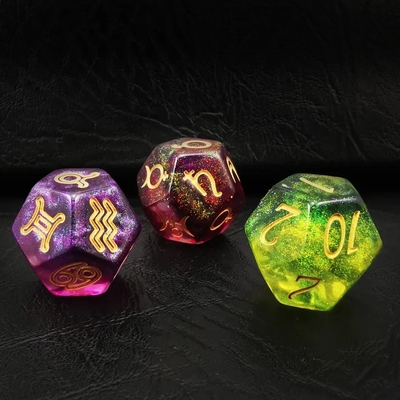 Bescon 3 Piece Astrological Dice Set Konstelasi D12 Dice 3 Warna Batu Ajaib
