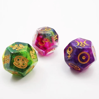 Bescon 3 Piece Astrological Dice Set Konstelasi D12 Dice 3 Warna Batu Ajaib