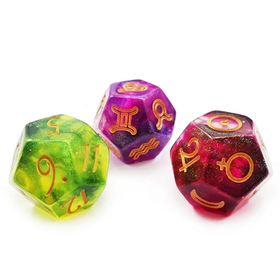 Bescon 3 Piece Astrological Dice Set Konstelasi D12 Dice 3 Warna Batu Ajaib