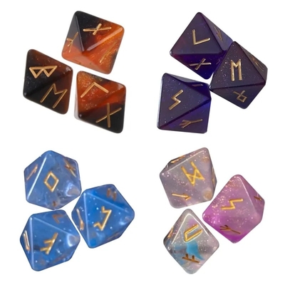 D8 Viking Rune Polyhedral Dice Of Labradorite Elder Futhark / Divination Dice Untuk Crystal Gazing