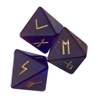 D8 Viking Rune Polyhedral Dice Of Labradorite Elder Futhark / Divination Dice Untuk Crystal Gazing