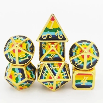 16mm Smooth RPG Metal Dice Custom DND Logo Pelangi Game Set
