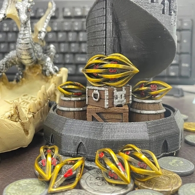 3D Printing Cthulhu Metal Dice 7 Piece Set Dragon And Dungeon DND RPG