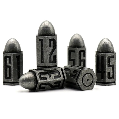 D6 Bullet Metal Dice Set 6 Pcs 6 Sisi Untuk Dnd Dungeons Rpg Warhammer Shadowrun Dice