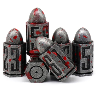 D6 Bullet Metal Dice Set 6 Pcs 6 Sisi Untuk Dnd Dungeons Rpg Warhammer Shadowrun Dice