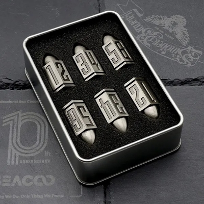 D6 Bullet Metal Dice Set 6 Pcs 6 Sisi Untuk Dnd Dungeons Rpg Warhammer Shadowrun Dice