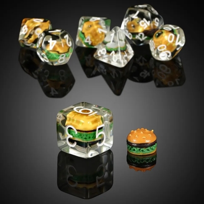 Custom Polyhedral DND Dice Set Hamburger Gaming Untuk RPG Role Playing Table Games