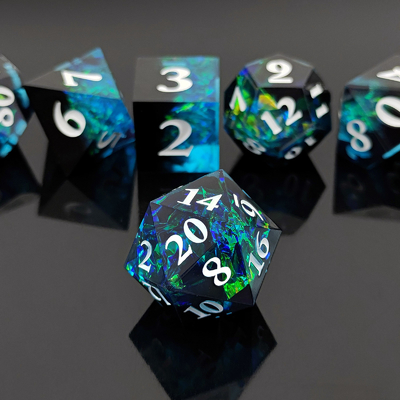 Dua Warna Custom DND RPG Dice Set D6 D20 7 Mold Polyhedron Set